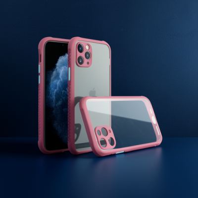 Apple İphone 11 Pro Max Kılıf Miami Şeffaf Silikon - Fuşya