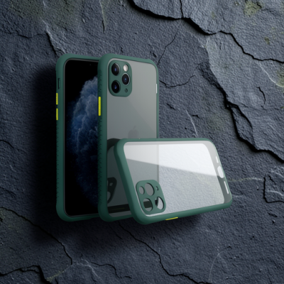Apple İphone 11 Pro Max Kılıf Miami Şeffaf Silikon - Koyu Yeşil