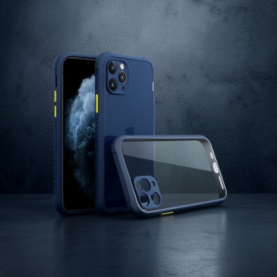Apple İphone 11 Pro Max Kılıf Miami Şeffaf Silikon - Lacivert