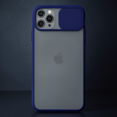 Apple İphone 11 Pro Max Kılıf Palm Buzlu Kamera Sürgülü Silikon - Lacivert