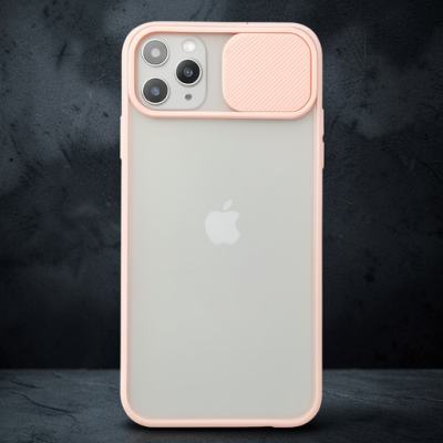 Apple İphone 11 Pro Max Kılıf Palm Buzlu Kamera Sürgülü Silikon - Pembe