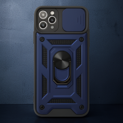 Apple İphone 11 Pro Max Kılıf Pars Lens Yüzüklü Silikon - Lacivert
