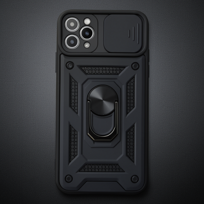Apple İphone 11 Pro Max Kılıf Pars Lens Yüzüklü Silikon - Siyah