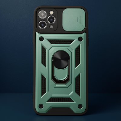 Apple İphone 11 Pro Max Kılıf Pars Lens Yüzüklü Silikon - Yeşil