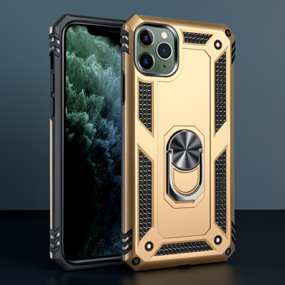 Apple İphone 11 Pro Max Kılıf Sofya Yüzüklü Silikon Kapak - Gold