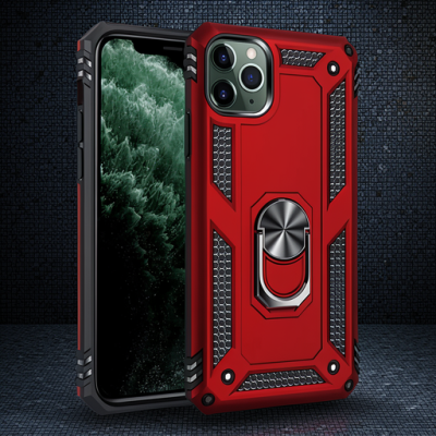 Apple İphone 11 Pro Max Kılıf Sofya Yüzüklü Silikon Kapak - Kırmızı