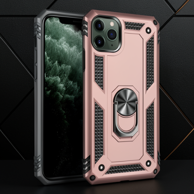 Apple İphone 11 Pro Max Kılıf Sofya Yüzüklü Silikon Kapak - Rose