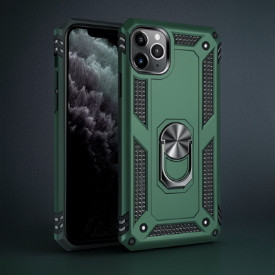 Apple İphone 11 Pro Max Kılıf Sofya Yüzüklü Silikon Kapak - Yeşil