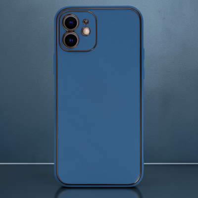Apple İphone 12 Kılıf Coco Deri Silikon Kapak - Açık Mavi
