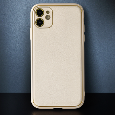 Apple İphone 12 Kılıf Coco Deri Silikon Kapak - Gold