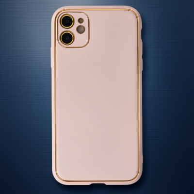 Apple İphone 12 Kılıf Coco Deri Silikon Kapak - Pudra
