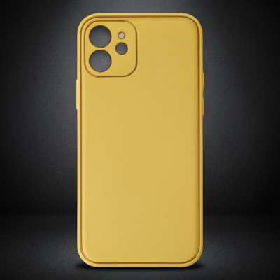 Apple İphone 12 Kılıf Coco Deri Silikon Kapak - Sarı