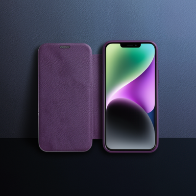 Apple İphone 12 Kılıf Dolpin Kapaklı - Derin Mor