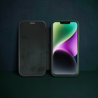 Apple İphone 12 Kılıf Dolpin Kapaklı - Koyu Yeşil