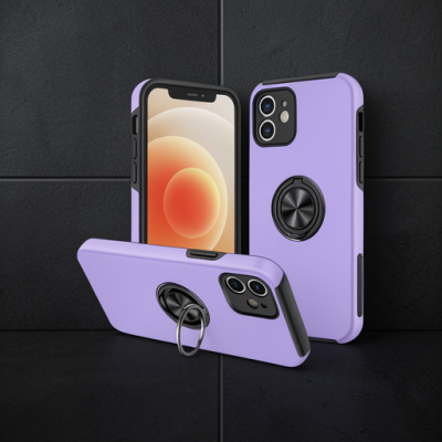 Apple İphone 12 Kılıf Elit Yüzüklü Kapak - Mor