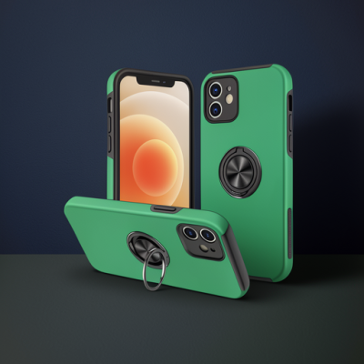 Apple İphone 12 Kılıf Elit Yüzüklü Kapak - Yeşil