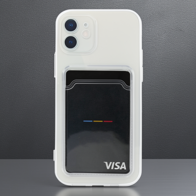 Apple İphone 12 Kılıf Kart Şeffaf Silikon - Şeffaf