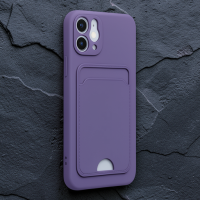 Apple İphone 12 Kılıf Kelvin Kartvizitli Silikon - Derin Mor