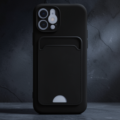 Apple İphone 12 Kılıf Kelvin Kartvizitli Silikon - Siyah