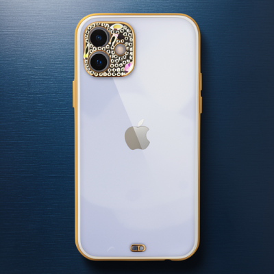 Apple İphone 12 Kılıf Liva Taşlı Silikon - Beyaz