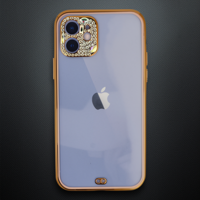 Apple İphone 12 Kılıf Liva Taşlı Silikon - Pembe