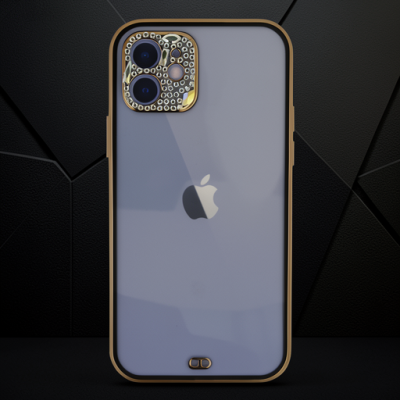 Apple İphone 12 Kılıf Liva Taşlı Silikon - Siyah