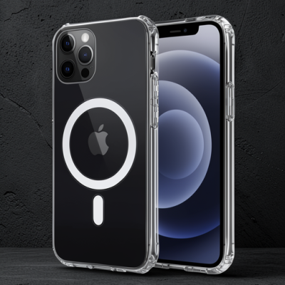 Apple İphone 12 Kılıf Magneticsafe Şeffaf Silikon - Şeffaf
