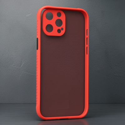 Apple İphone 12 Kılıf Miami Şeffaf Silikon - Kırmızı