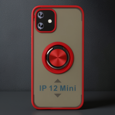 Apple İphone 12 Kılıf Montreal Yüzüklü Silikon Kapak - Kırmızı