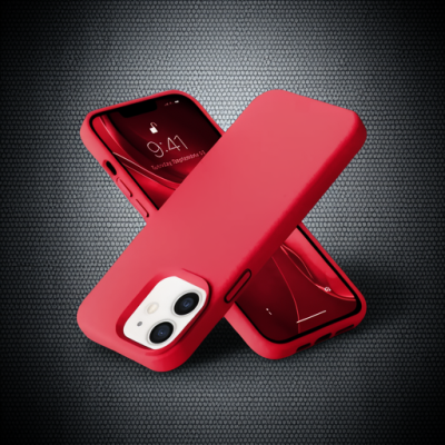 Apple İphone 12 Kılıf Nano İçi Kadife Silikon - Kırmızı