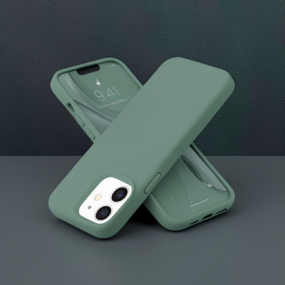 Apple İphone 12 Kılıf Nano İçi Kadife Silikon - Koyu Yeşil