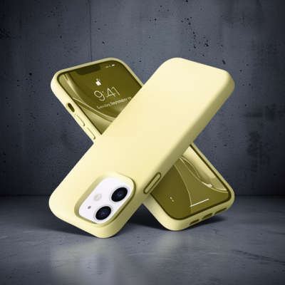 Apple İphone 12 Kılıf Nano İçi Kadife Silikon- Sarı