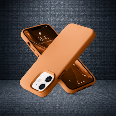 Apple İphone 12 Kılıf Nano İçi Kadife Silikon - Turuncu