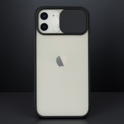 Apple İphone 12 Kılıf Palm Buzlu Kamera Sürgülü Silikon - Siyah