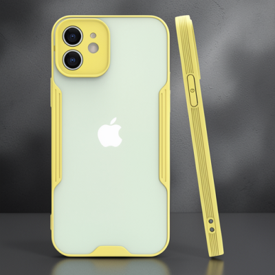 Apple İphone 12 Kılıf Platin Silikon - Sarı
