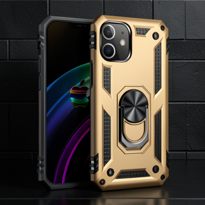 Apple İphone 12 Kılıf Sofya Yüzüklü Silikon Kapak - Gold