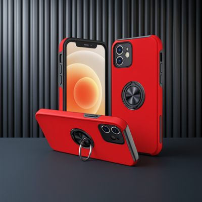 Apple İphone 12 Mini Kılıf Elit Yüzüklü Kapak - Kırmızı