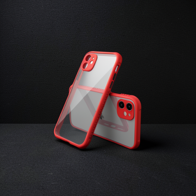 Apple İphone 12 Mini Kılıf Miami Şeffaf Silikon - Kırmızı