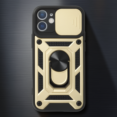 Apple İphone 12 Mini Kılıf Pars Lens Yüzüklü Silikon - Gold