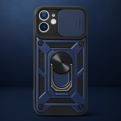 Apple İphone 12 Mini Kılıf Pars Lens Yüzüklü Silikon - Lacivert