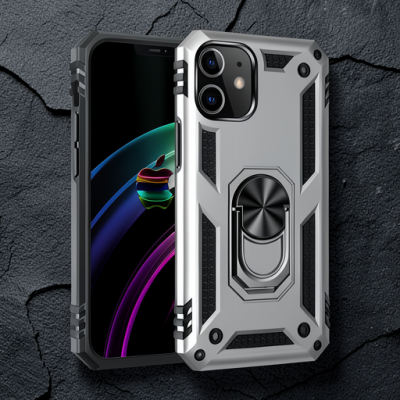 Apple İphone 12 Mini Kılıf Sofya Yüzüklü Silikon Kapak - Gümüş