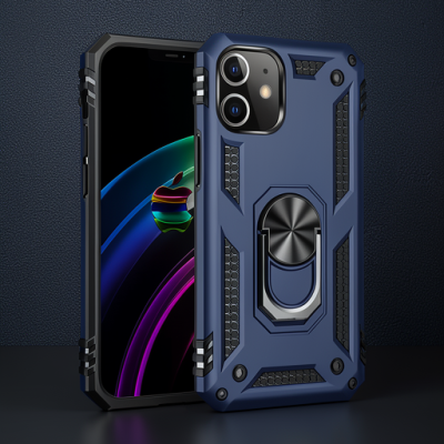 Apple İphone 12 Mini Kılıf Sofya Yüzüklü Silikon Kapak - Lacivert