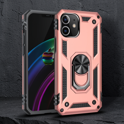 Apple İphone 12 Mini Kılıf Sofya Yüzüklü Silikon Kapak - Rose