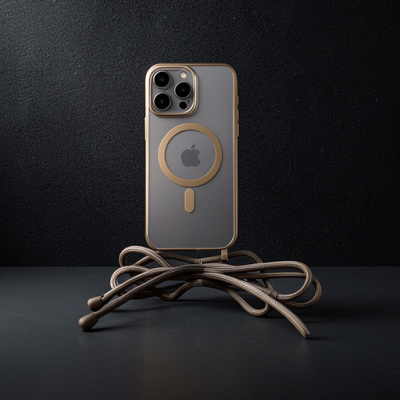 Apple İphone 12 Pro Kılıf Divo Lazer Askılı Magsafe Kapak - Gold