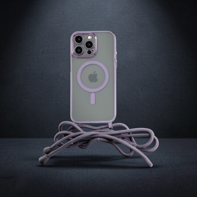 Apple İphone 12 Pro Kılıf Divo Lazer Askılı Magsafe Kapak - Lila
