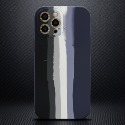 Apple İphone 12 Pro Kılıf Ebruli Lansman Silikon - Siyah-lacivert