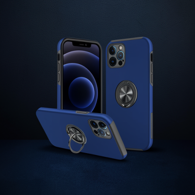 Apple İphone 12 Pro Kılıf Elit Yüzüklü Kapak - Lacivert