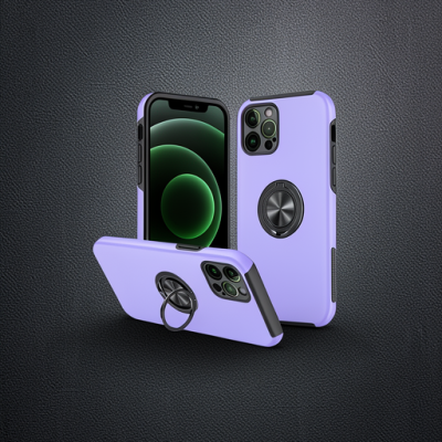 Apple İphone 12 Pro Kılıf Elit Yüzüklü Kapak - Mor