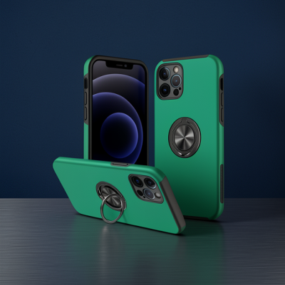 Apple İphone 12 Pro Kılıf Elit Yüzüklü Kapak - Yeşil