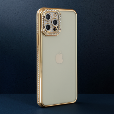 Apple İphone 12 Pro Kılıf Joke Taşlı Silikon - Gold